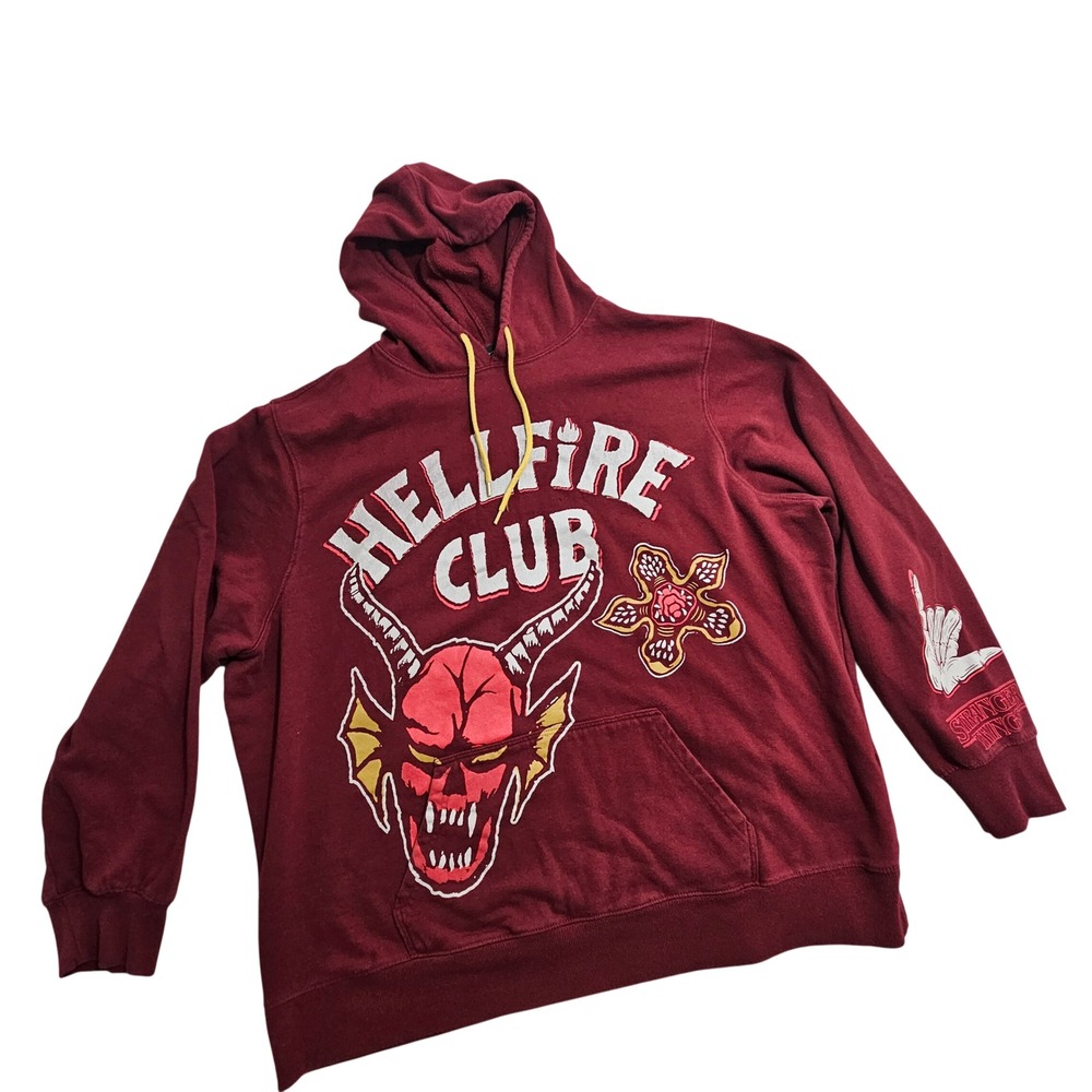 Stranger Things Hoodie 3XL Maroon Hellfire Club Graphic Pullover